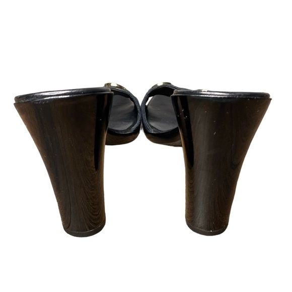 Gucci Black GG Monogram Logo Canvas Horsebit Slide Sandals Heels 8 US / 38 EU - Picture 4 of 7